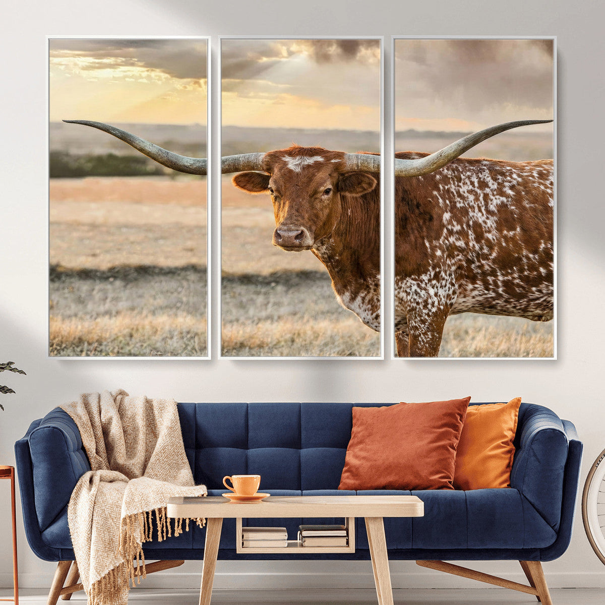 Texas Longhorn Wall Art Canvas Print, Western Ranch Bull Photography