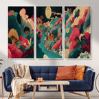 Colorful Japanese Landscape Print: Maximalist Panoramic Wall Art