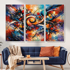 Geometric Abstract Wall Art Canvas Print, Orange Blue
