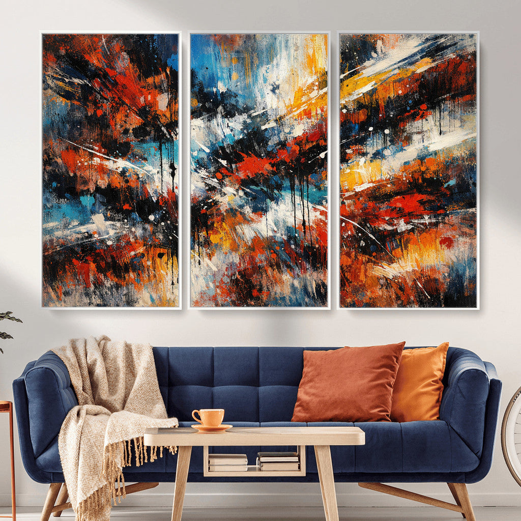 Lyrical Abstract Wall Art Canvas Print, Orange Blue Abstract