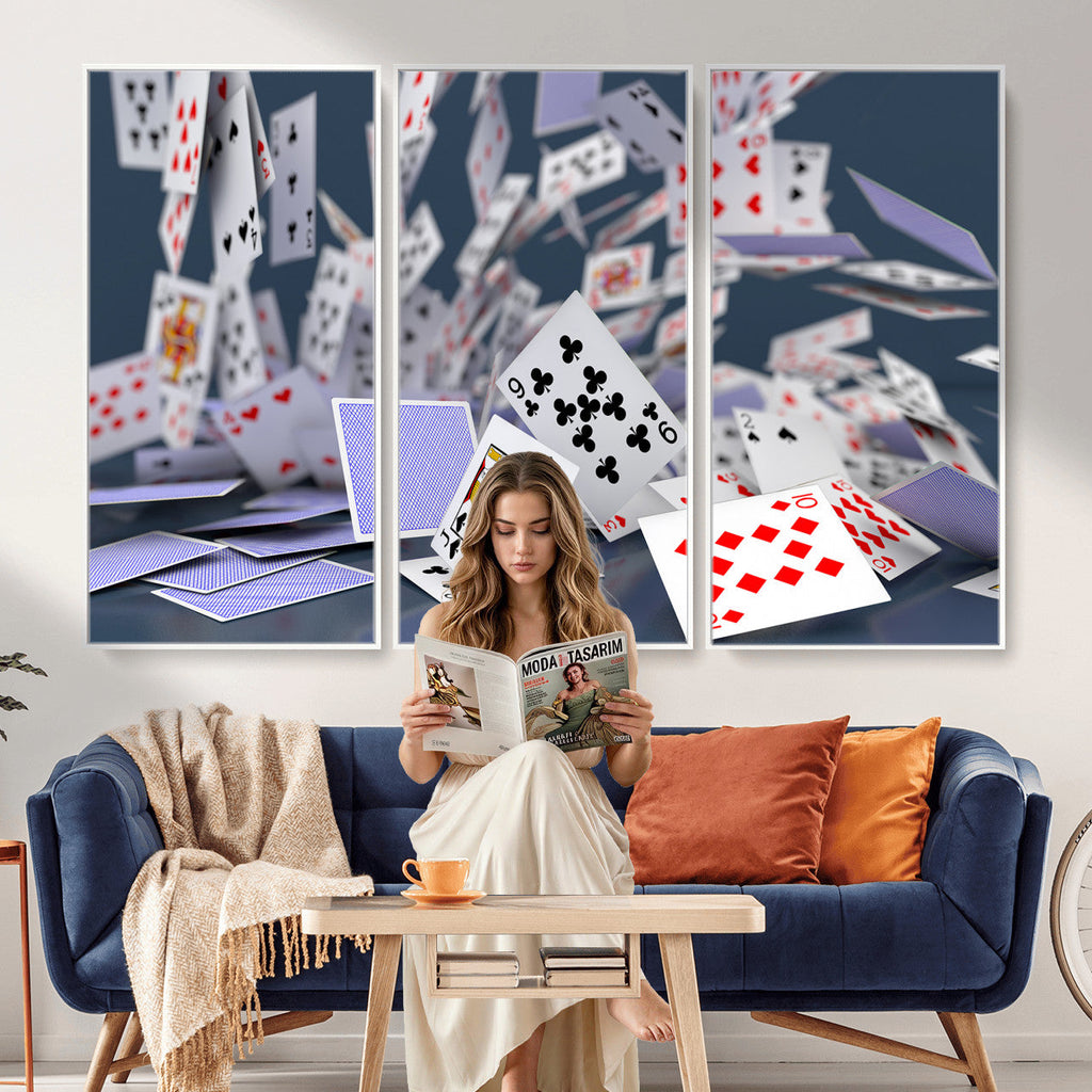 Playing Cards Canvas Wall Art | Casino Game Room Decor