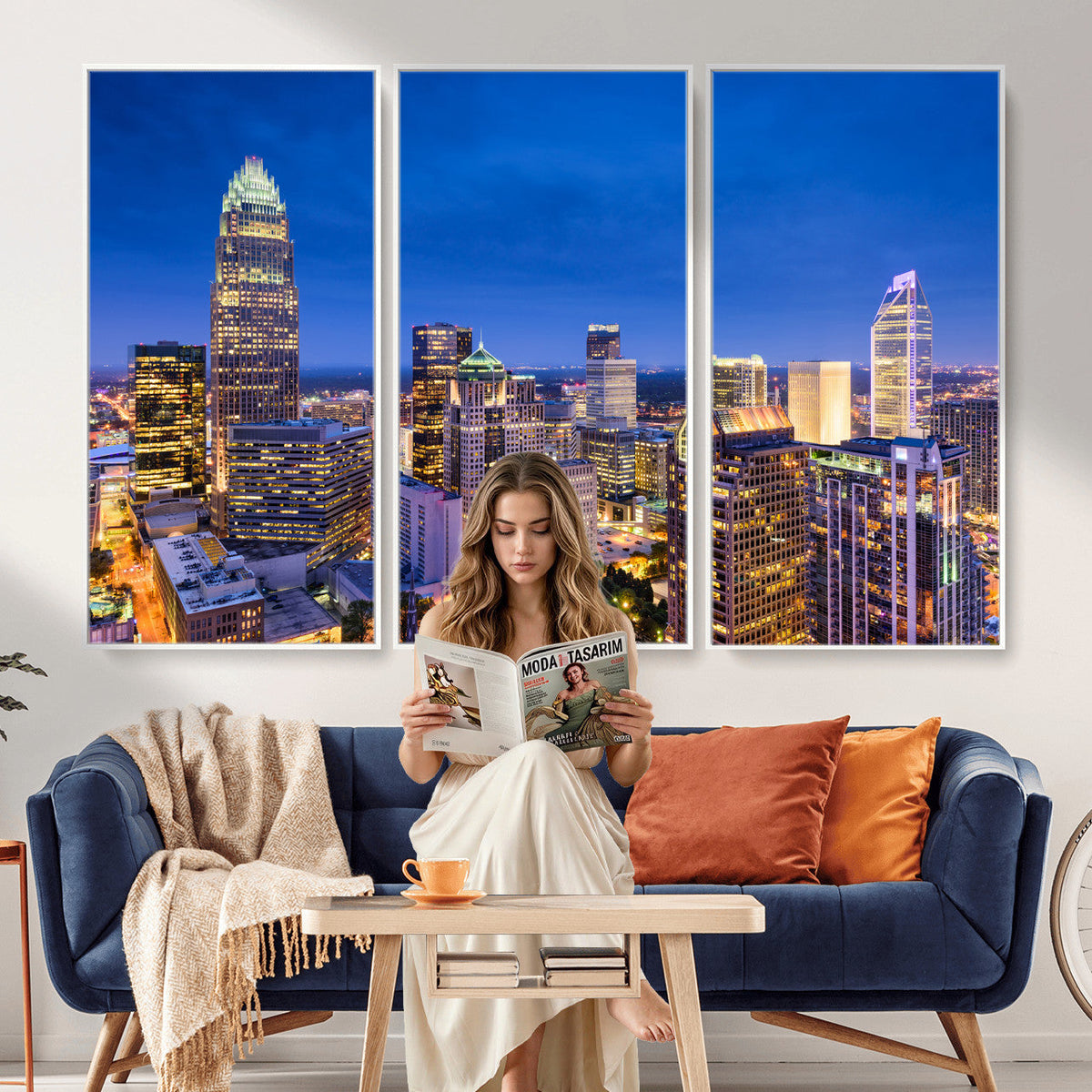 Charlotte Skyline Canvas Wall Art Print | North Carolina Cityscape