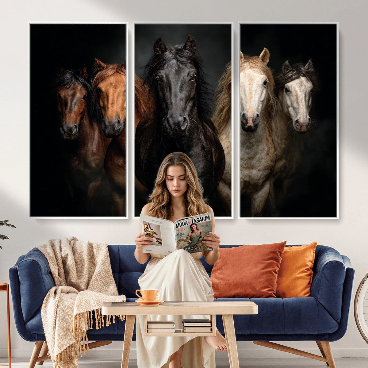 Horse Wall Art Canvas Print, Wild Horses Portrait Photography, Rustic Ranch Decor
