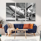 Vintage Airplane on Runway Canvas Print