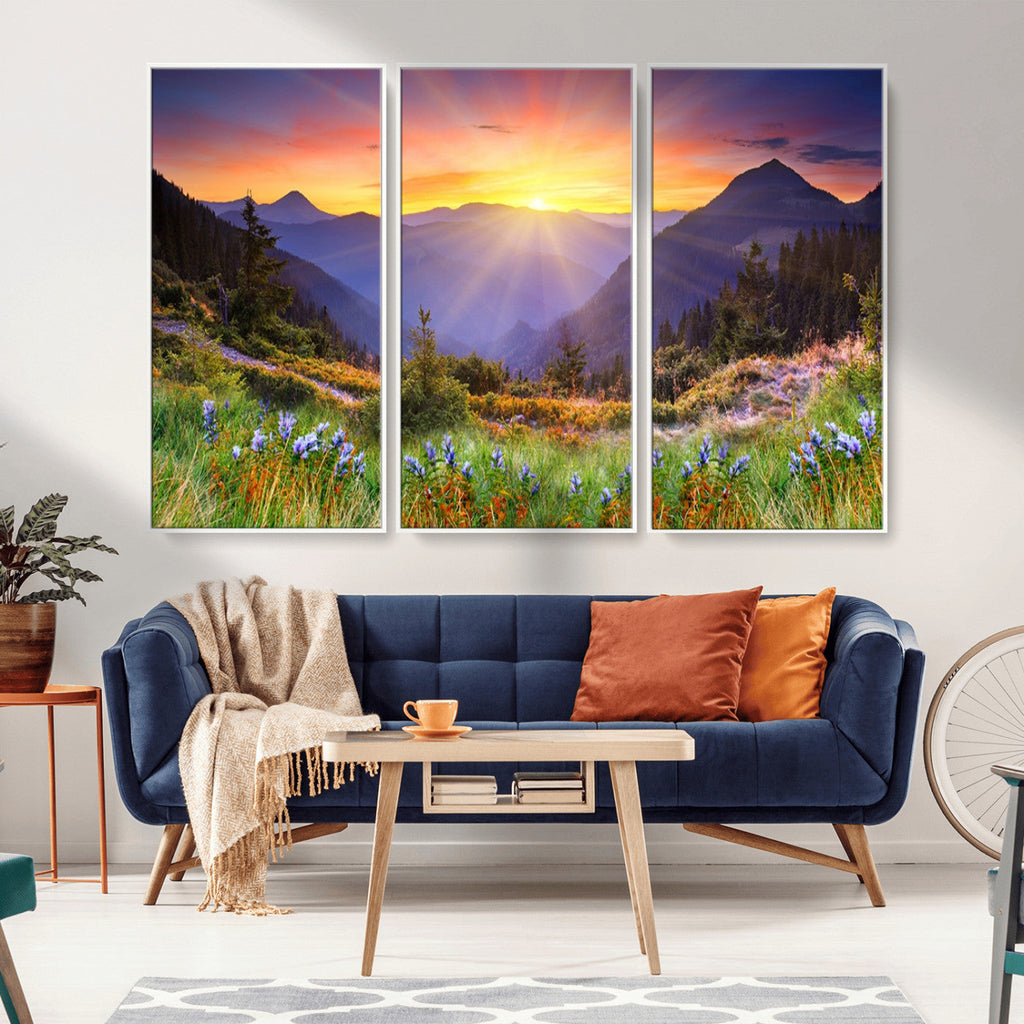 Mountain and Spring Wall Art Canvas Print
