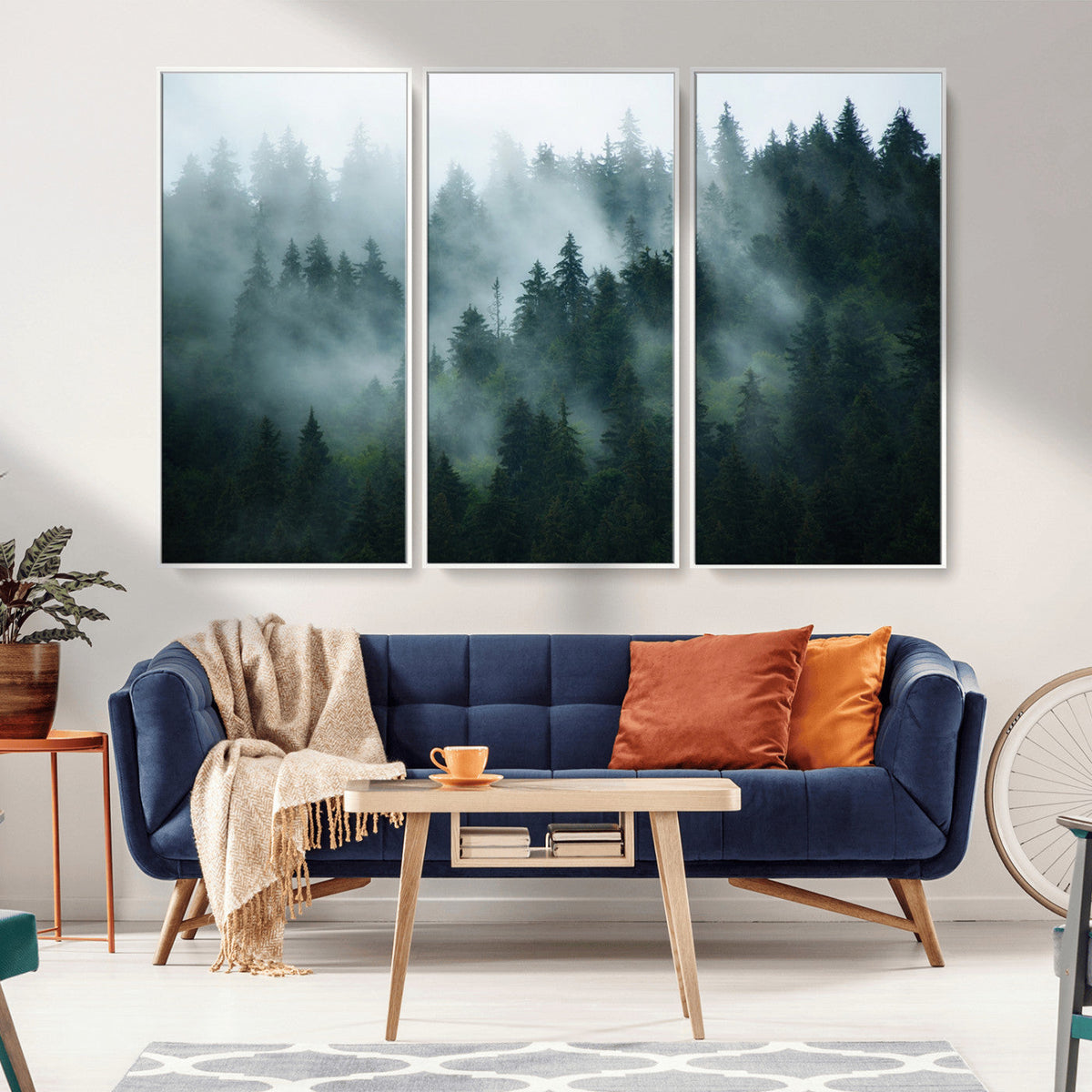 Misty Forest Wall Art | Serene Green Landscape Canvas Print