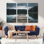 Wooden Bridge Near Lake Wall Art Canvas Print