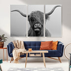 Texas Cow Wall Art Canvas, Texas Longhorn Cattle Canvas Print