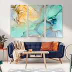 Green Marble Fluid Effect Abstract Canvas Wall Art Print