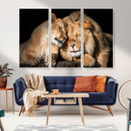 Lion and Lioness Wall Art Canvas Print | African Wildlife Animal Art