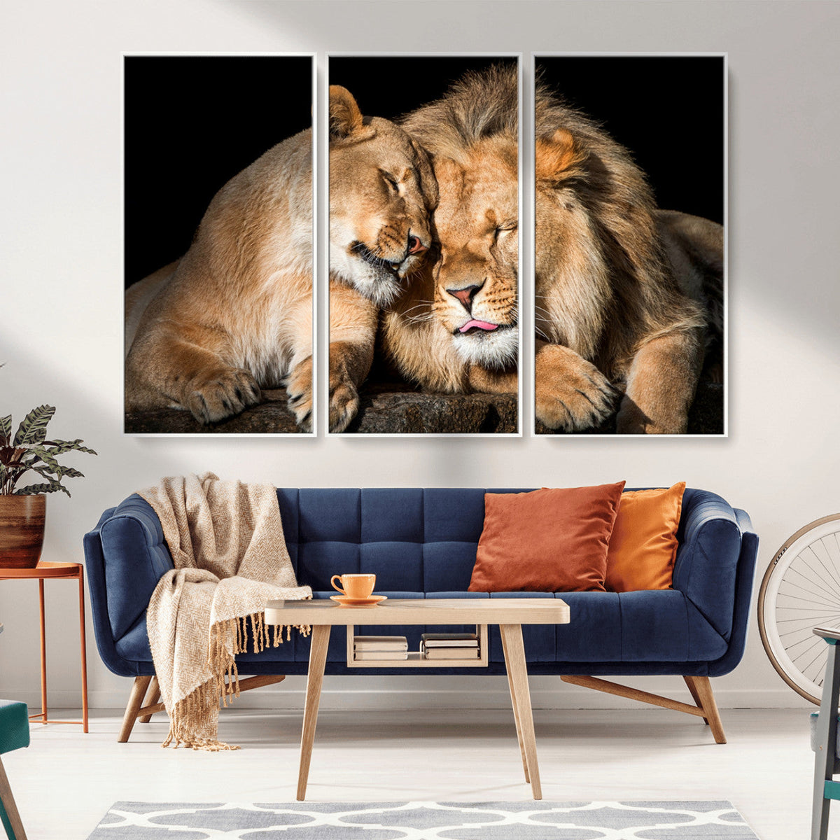 Lion and Lioness Wall Art Canvas Print | African Wildlife Animal Art