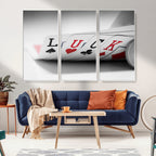 Framed Lucky Poker Cards Canvas | Modern Triptych Wall Art for Game Rooms