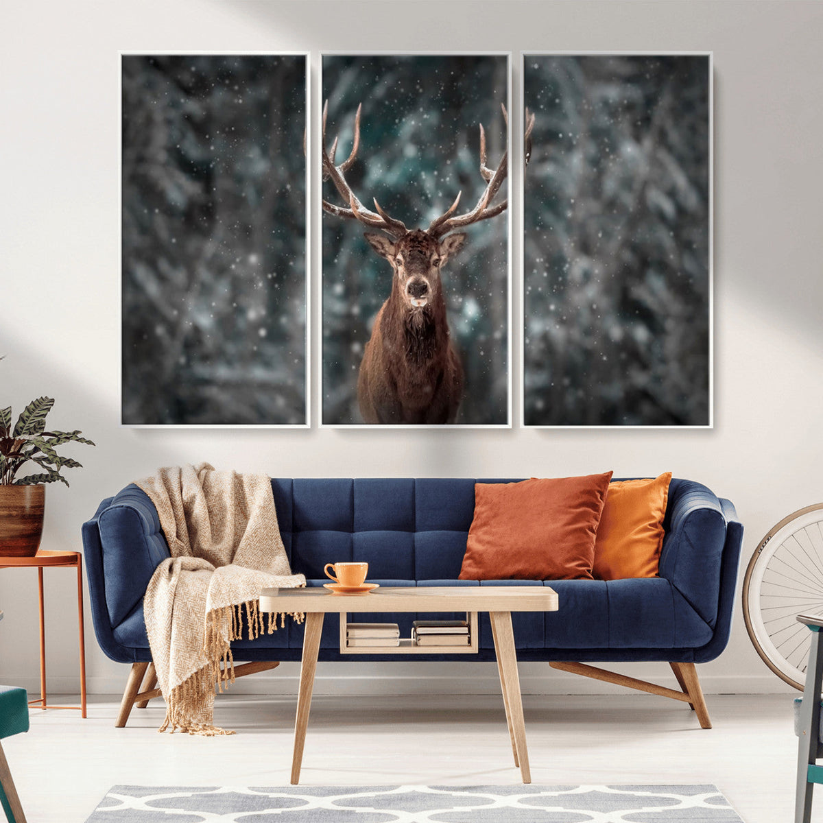 Wall Art Deer Art Animal Canvas, Framed Wall Art Deer Canvas