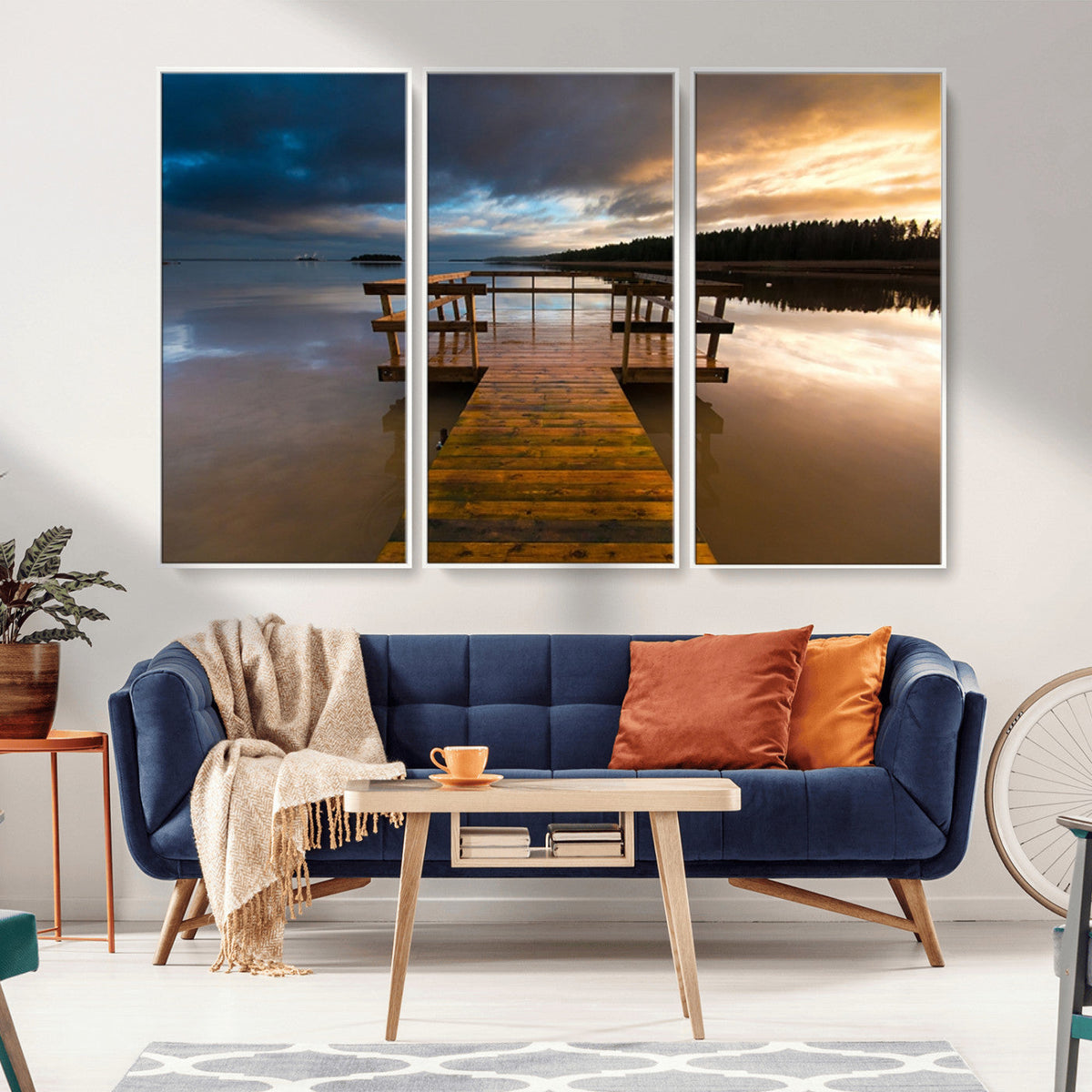 Serene Lake Pier at Sunset Canvas Print | Landscape Wall Art | Ready to Hang