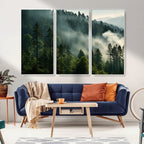 Misty Forest Wall Art Premium Canvas Print, Foggy and Serene Atmosphere