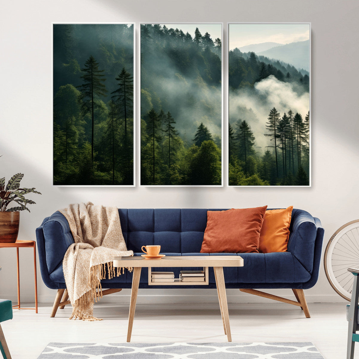 Misty Forest Wall Art Premium Canvas Print, Foggy and Serene Atmosphere