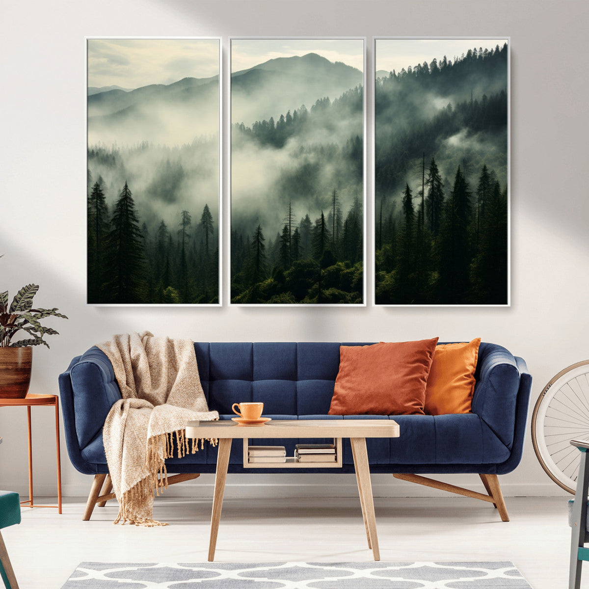 Captivating Misty Forest Wall Art Premium Canvas Print, A Foggy and Serene Atmosphere