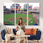 New York Mets Baseball Team Print, Citi Field Baseball Stadium Wall Art
