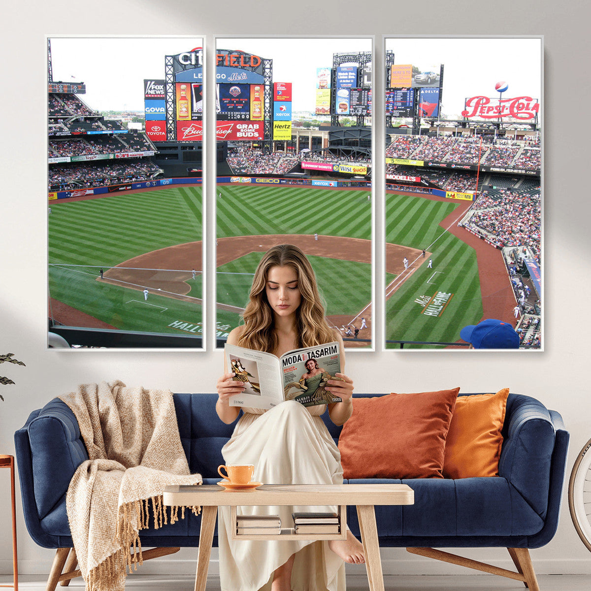 New York Mets Baseball Team Print, Citi Field Baseball Stadium Wall Art