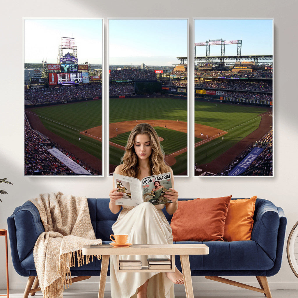 Colorado Rockies Coors Field Wall Art Canvas Print, MLB Baseball Stadium