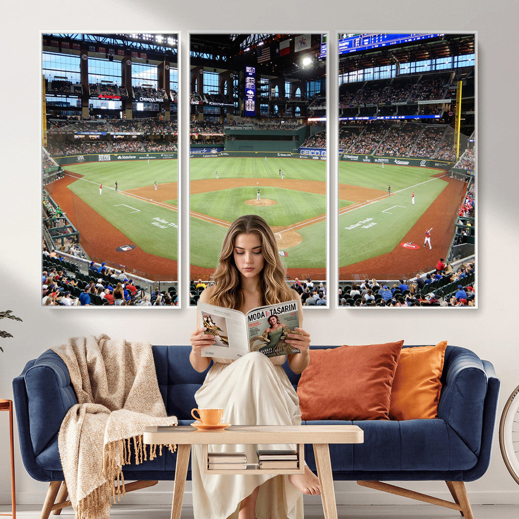 Texas Rangers Baseball Team Print, Arlington Globe Life Field Stadium Wall Art