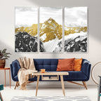 Gold Abstract Mountains Wall Art Print on Canvas, Nature Wall Art Print
