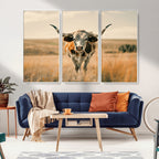 Texas Cow Wall Art Canvas Print for Farm House Wall Decor