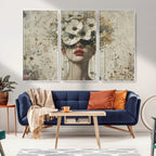 Abstract Floral Women Pastel Wall Art Canvas Print