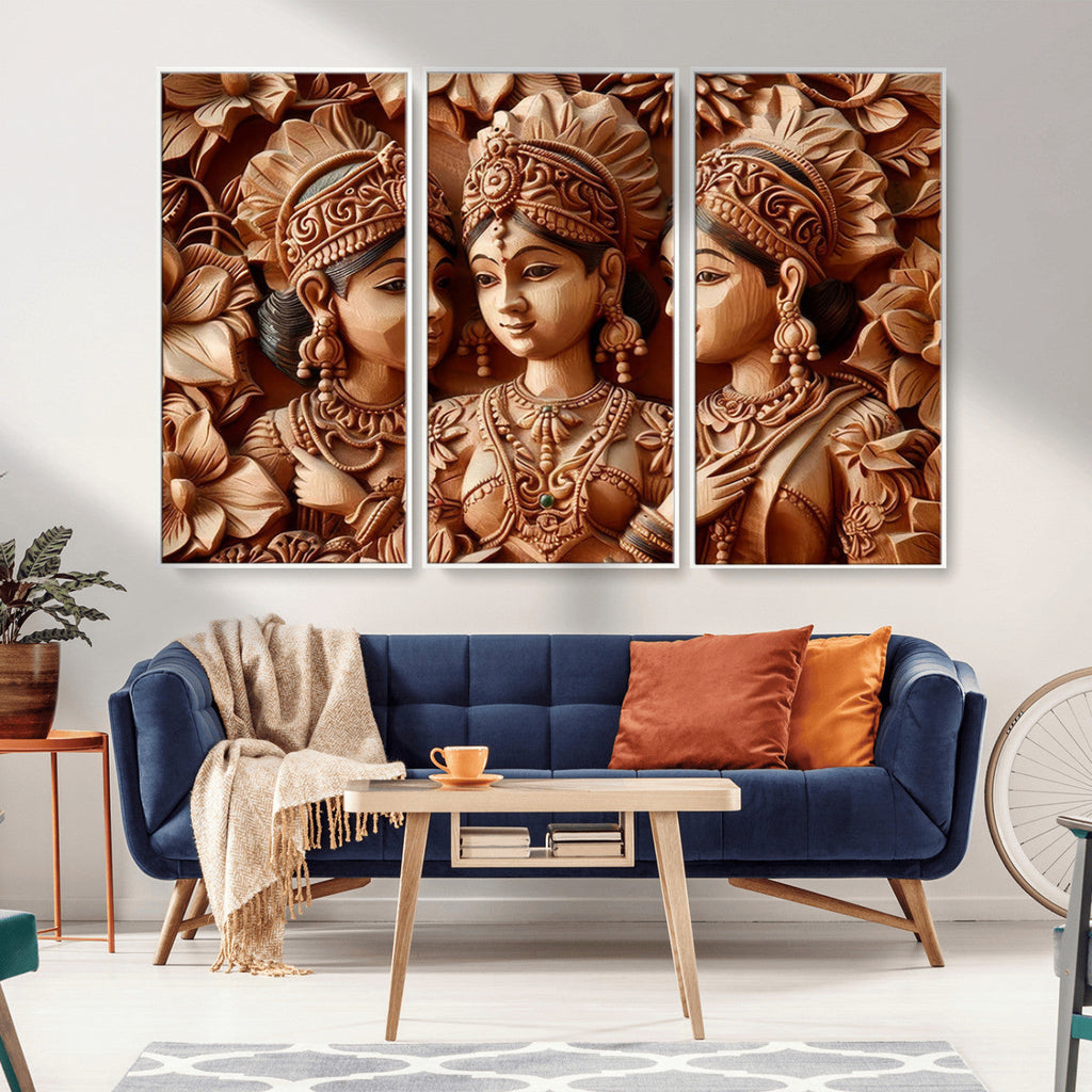 Indian Woman Statue Wall Art Canvas Print