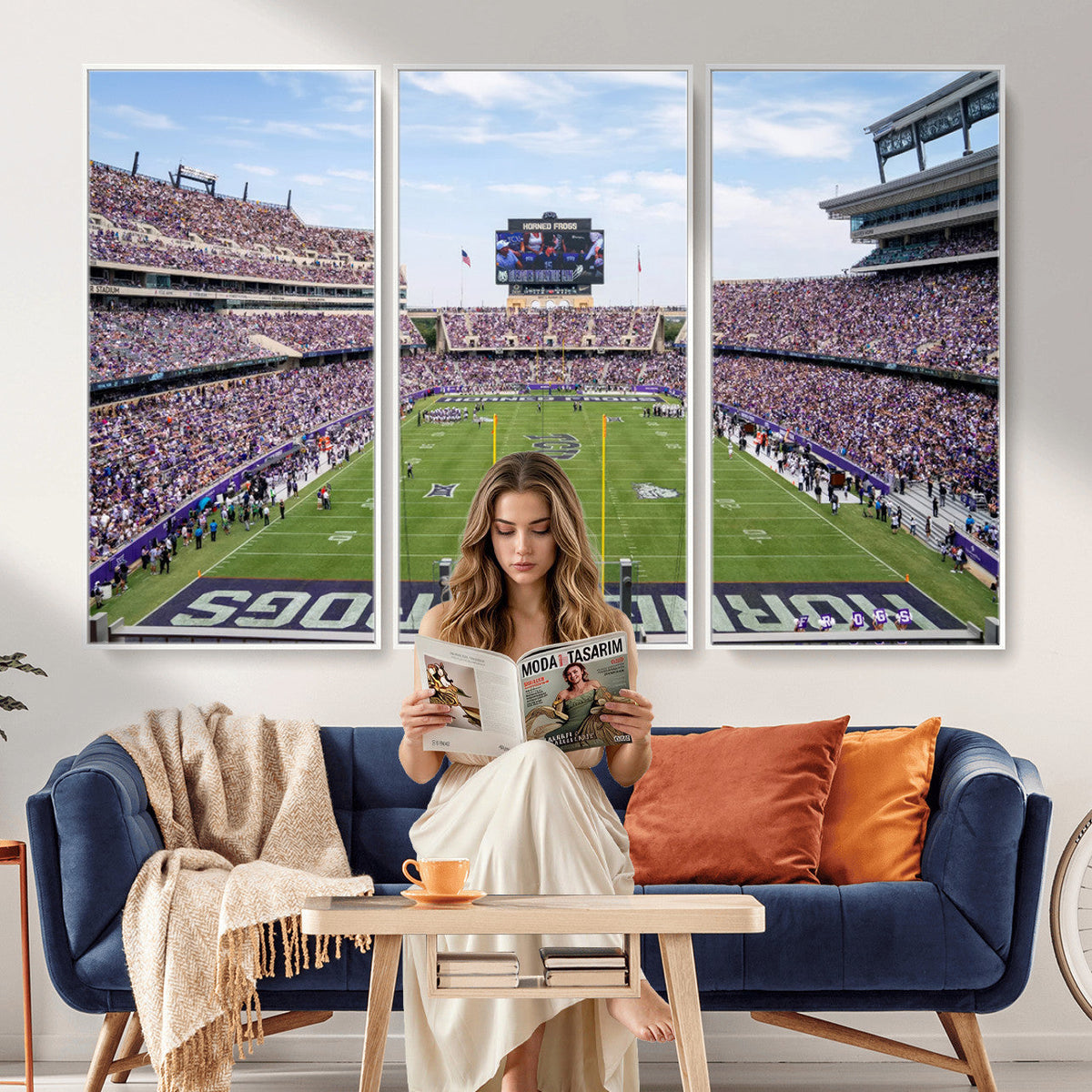 TCU Horned Frogs Football Team Print, Fort Worth Amon G. Carter Stadium, Framed and Ready to Hang