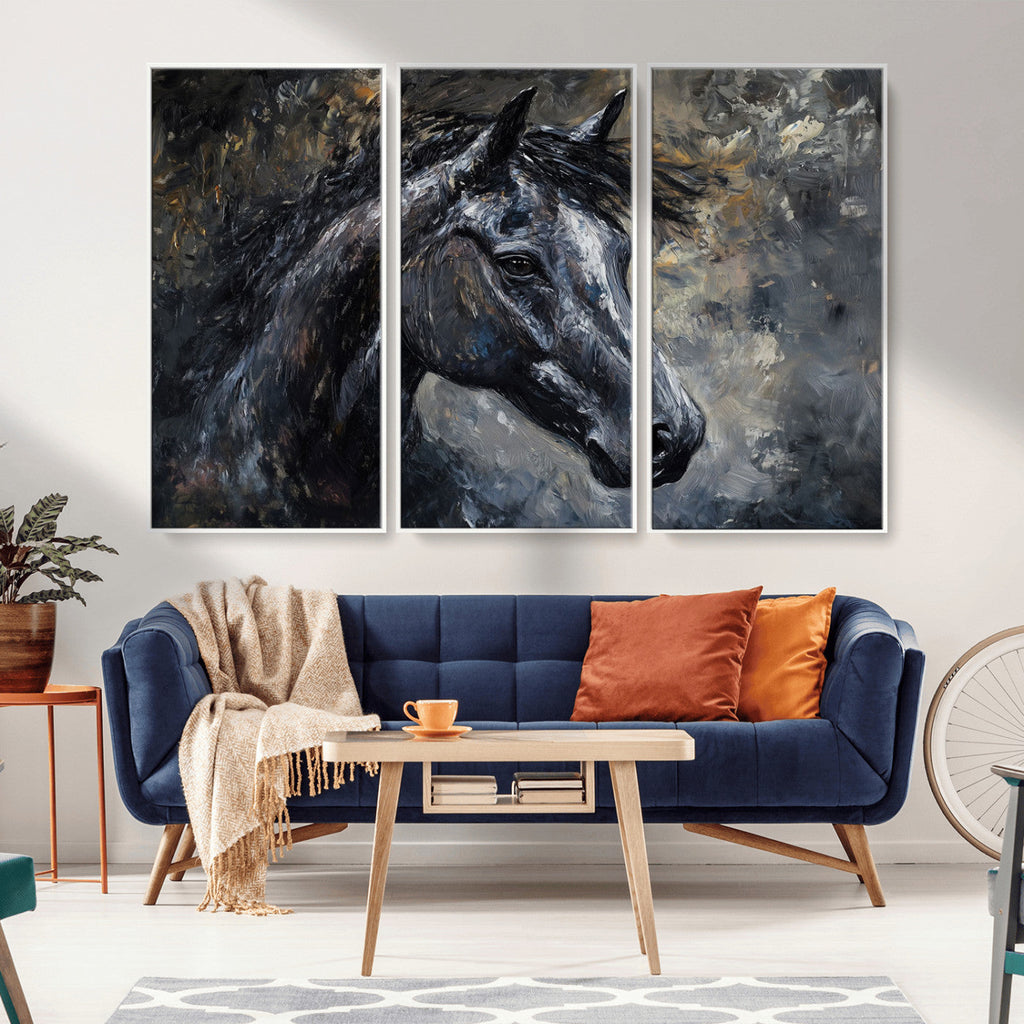 Large Abstract Horse Wall Art Canvas Print, Farmhouse Wall Art