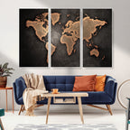 World Map Canvas Print | Framed Travel Map Wall Art for Couples