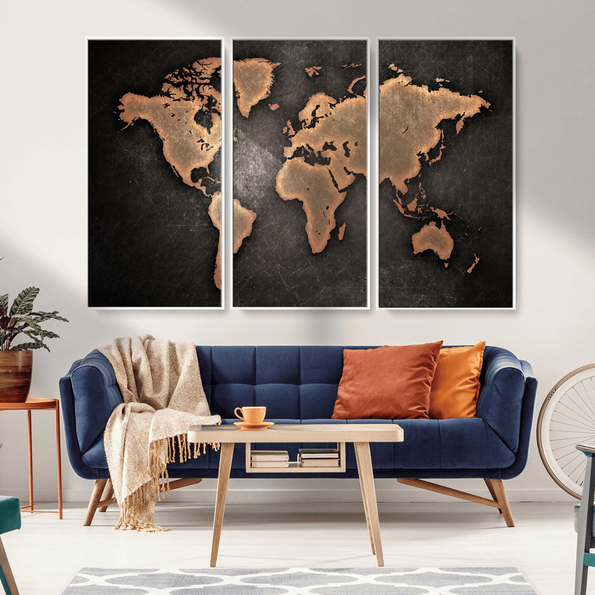 World Map Canvas Print | Framed Travel Map Wall Art for Couples