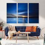 Blue Sunset Ocean Canvas Wall Art Print | Serene Coastal Horizon