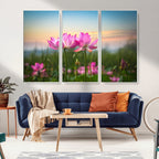 Pink Flower on the Mountain Canvas Print, Framed Pink Flower Canvas Wall Art
