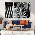 Zebra Wall Art | Zebra Close Up Canvas Print | Framed Black and White Wildlife