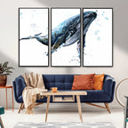 Watercolor Whale Wall Art Canvas Print