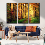 Sunlight Through Trees Wall Art Canvas Print | Autumn Forest Wall Art