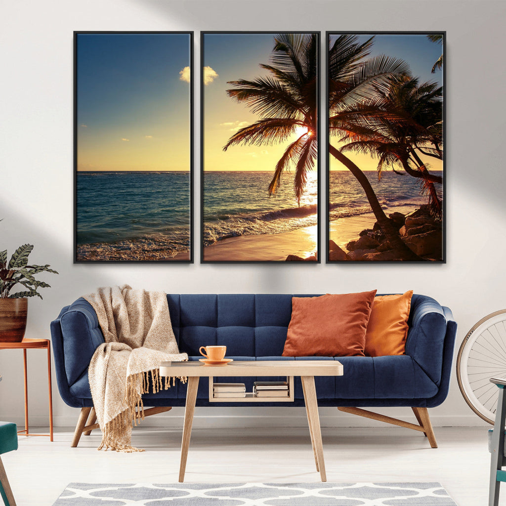 Sunset Palm Trees Wall Art Canvas Print