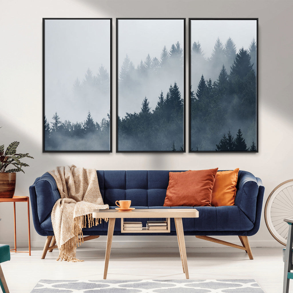 Foggy Pine Forest Wall Art Canvas Print