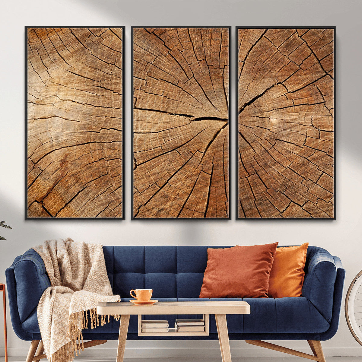 Tree Ring Canvas Art, Rustic Wood Grain Wall Art, Tree Slice Decor for Modern Homes