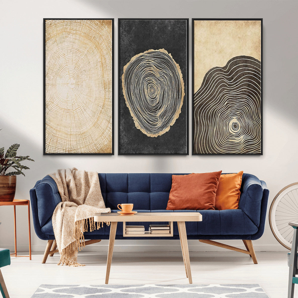 Tree Rings Canvas Wall Art Print, Minimalist Natural History in Modern Decor