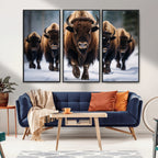 Buffalo Wall Art Canvas Print, American Bison Herd Wall Art