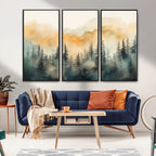 Abstract Forest Print | Mountain Wall Art | Autumn Landscape Canvas Print