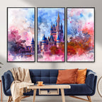 Disney Wall Art: Dreamy Watercolor Cinderella Castle Canvas Print