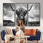 Scottish Cow Wall Art Canvas Print, Longhorn Wall Art
