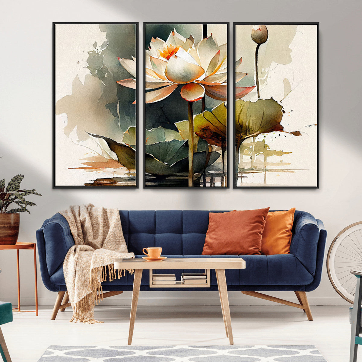 Lotus Flower Watercolor Canvas Print | A Symbol of Serenity and Growth in Soft Watercolors