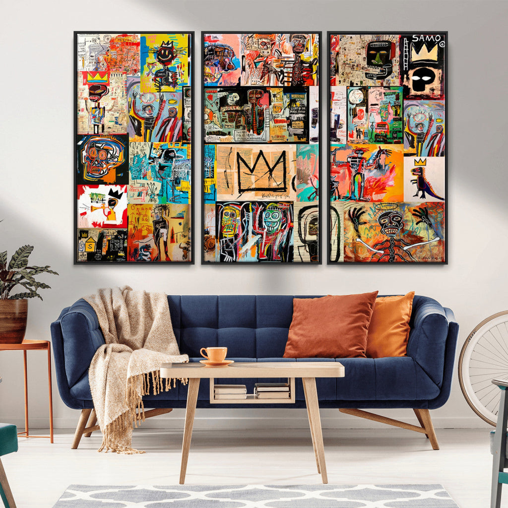 Abstract Art Collage Wall Art Canvas Print, Urban Graffiti Style