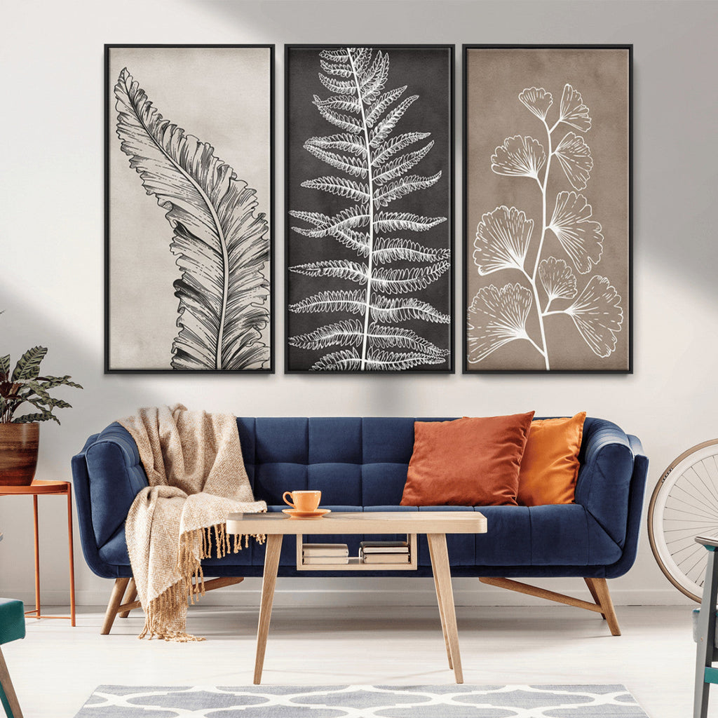 Minimalist Botanical Wall Art Canvas Print, Framed and Ready to Hang