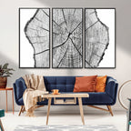 Rustic Tree Ring Wall Art Canvas Print, Framed and Ready to Hang